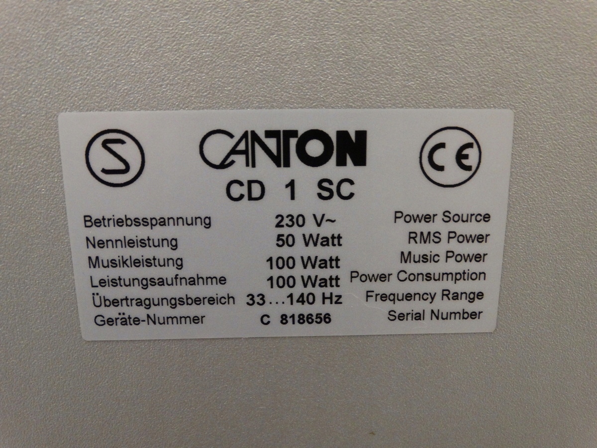 SUBWOOFER CANTON CD 1SC ŁADNY SPRAWNY ALE... Moc znamionowa RMS 100 W