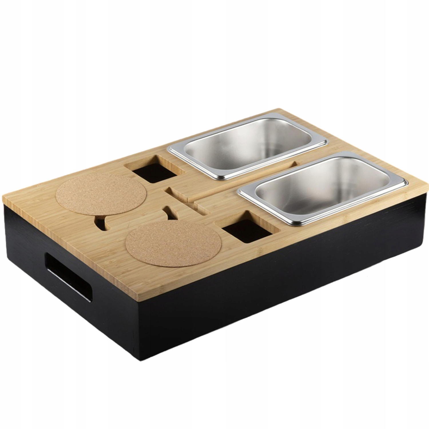 Bambusový podnos na pohovku Bedee Organizér na svačinu Barová Skříňka Kávový Velký