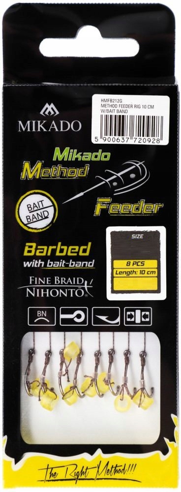 Haczyki 14 przypony do metody 10cm z gumką Mikado HMFB212G-14