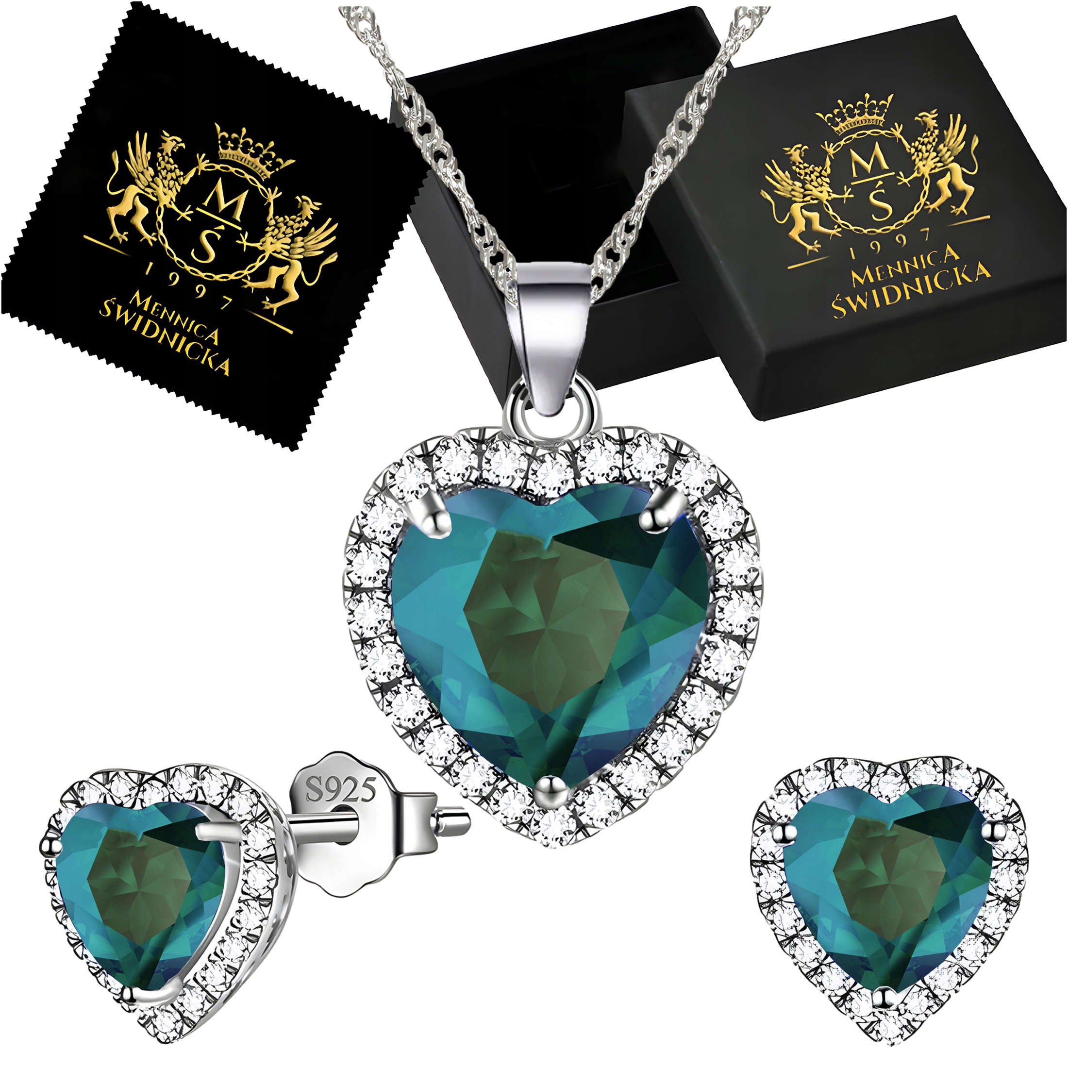 Sada stříbrných šperků Stříbro 925 Řetízek Náušnice Zirkony jako Dárek