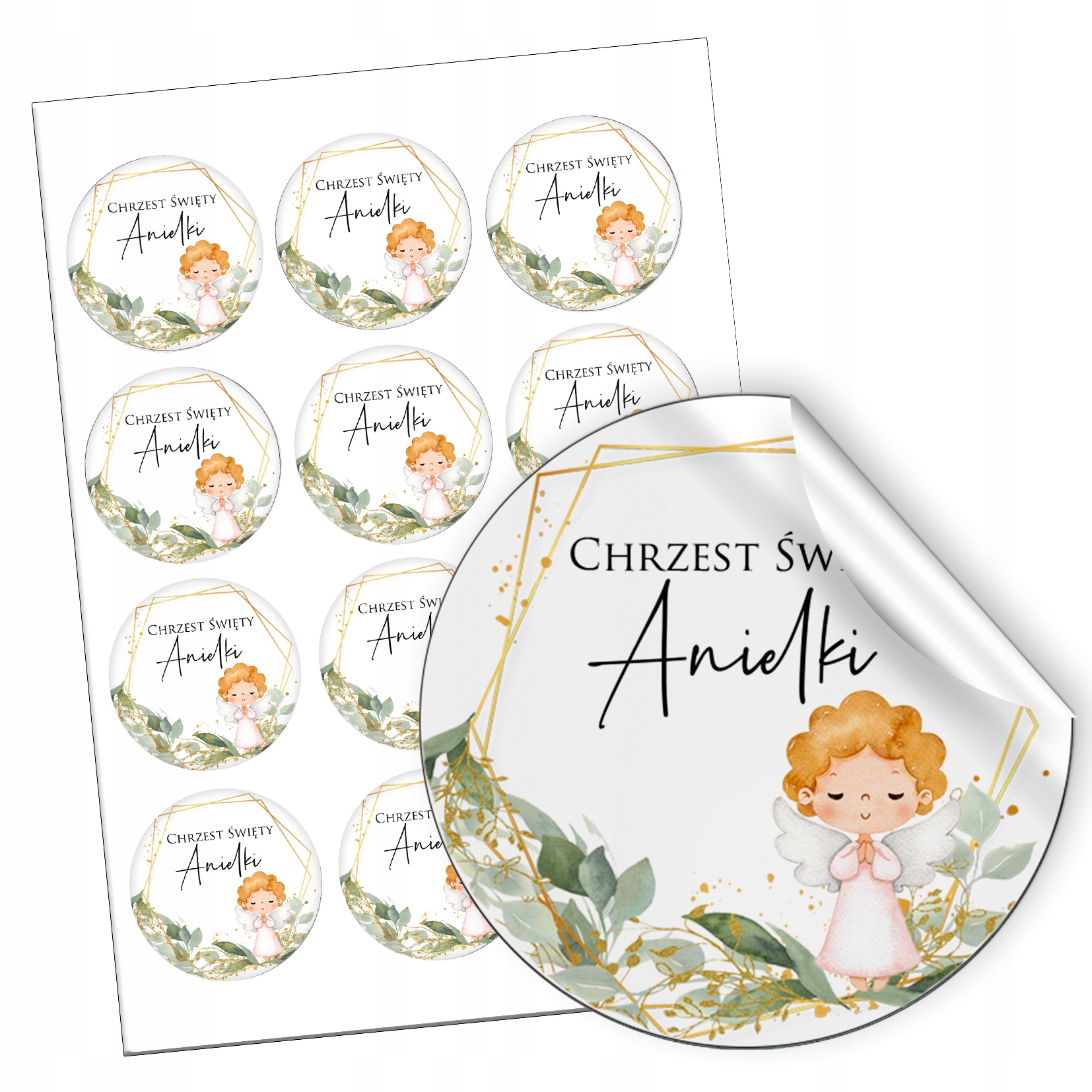 

Naklejki podziękowanie zaproszenia Chrzest 12szt