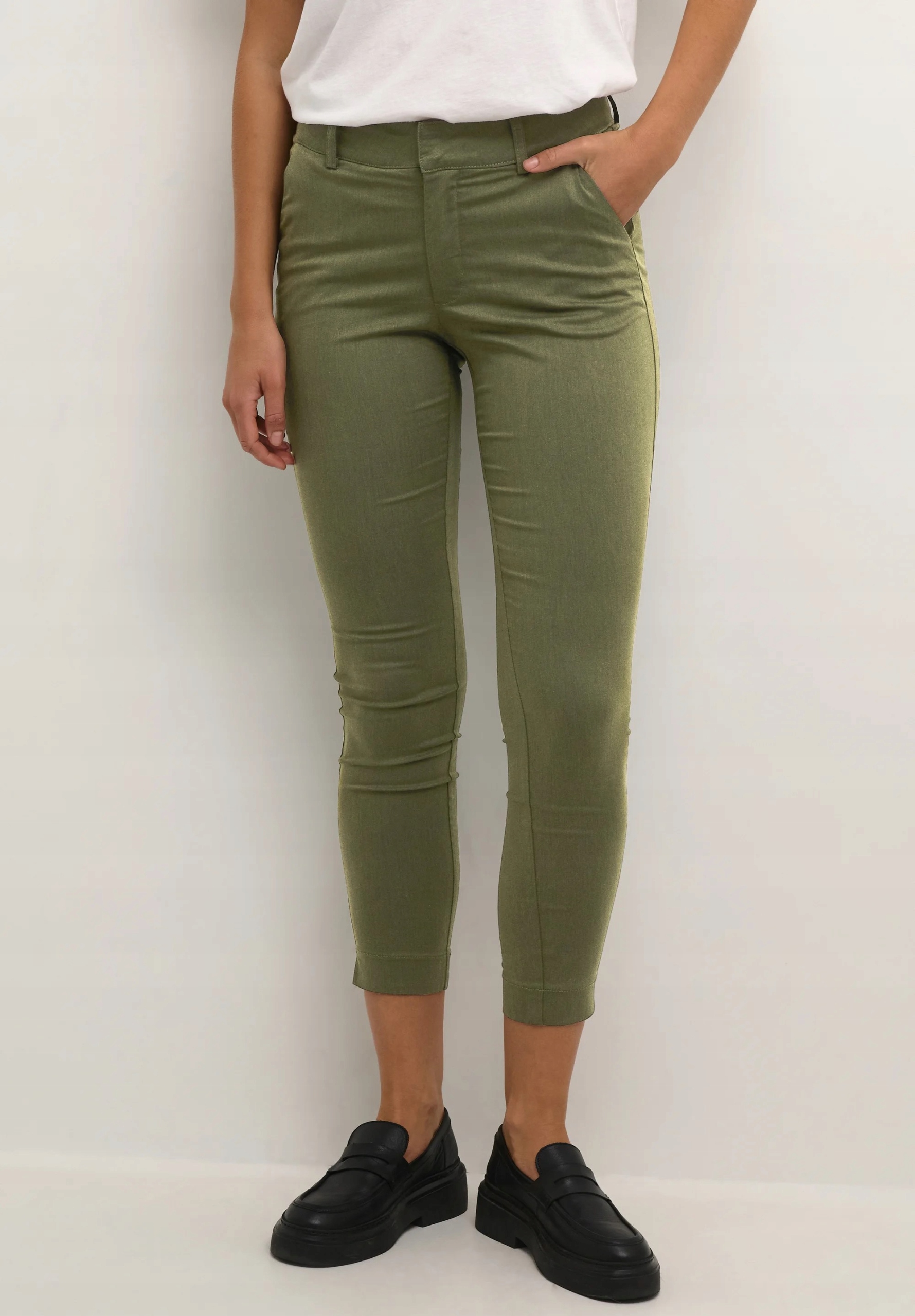 Kaffe Lea Chinosy dámské kalhoty zelené, velikost 38