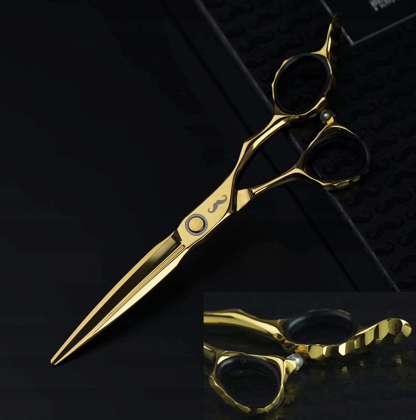 Mr Mustache Kadeřnické nůžky Engrave Gold 6,0″