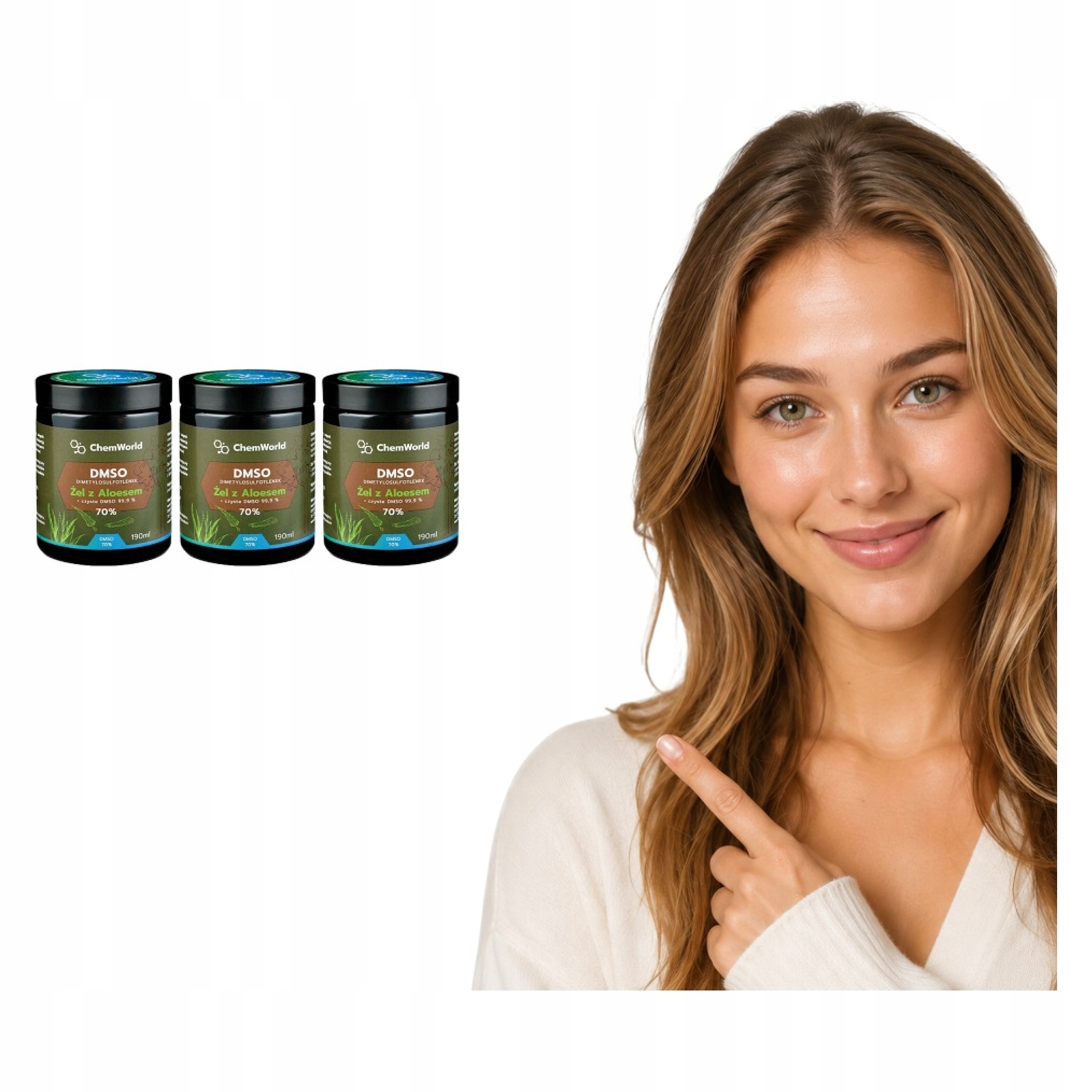 3x Dmso Aloes Chemworld Żel 70% Dimetylosulfotlenek 190 ml Aloe Vera Czda