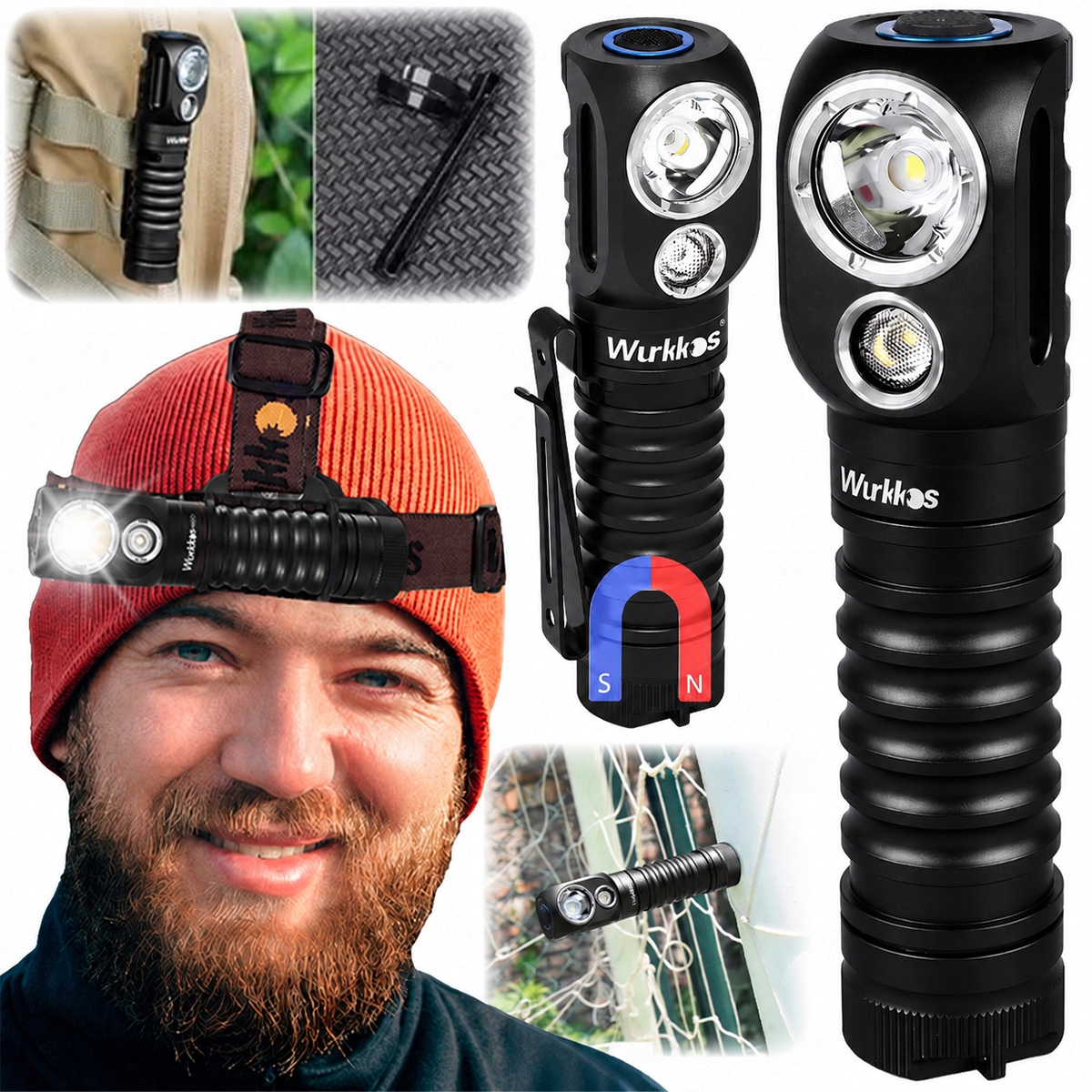 Wurkkos Lat Cz HD20 Latarka czołowa Wurkkos HD20 Powerbank 2000 lm czarna