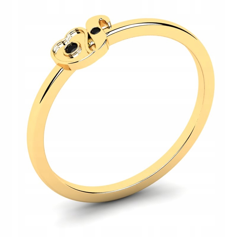 

Pierścionek Złoty Delikatny Słonik Czarne Cyrkonie