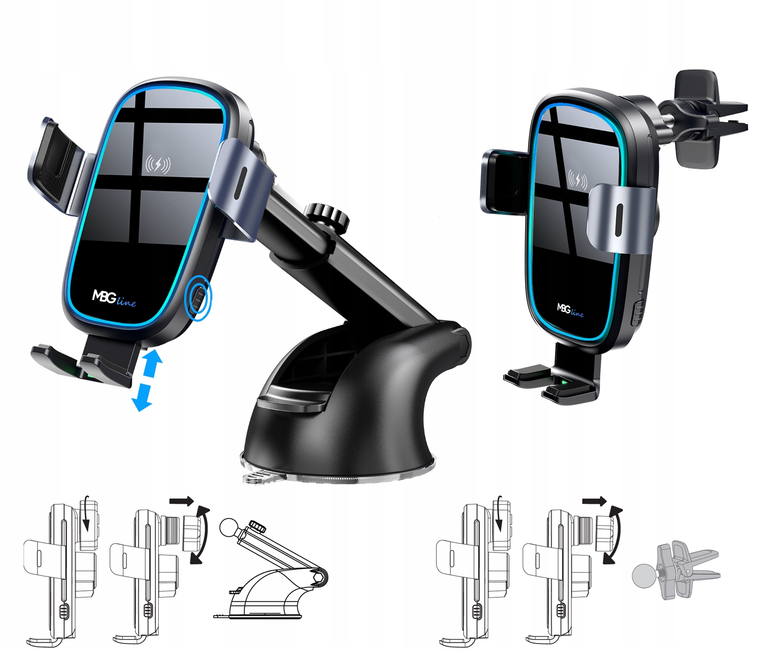 ŁADOWARKA INDUKCYJNA Iphone Samsung Samochodowa Uchwyt 15W QI Automat LED EAN (GTIN) 5902659175823