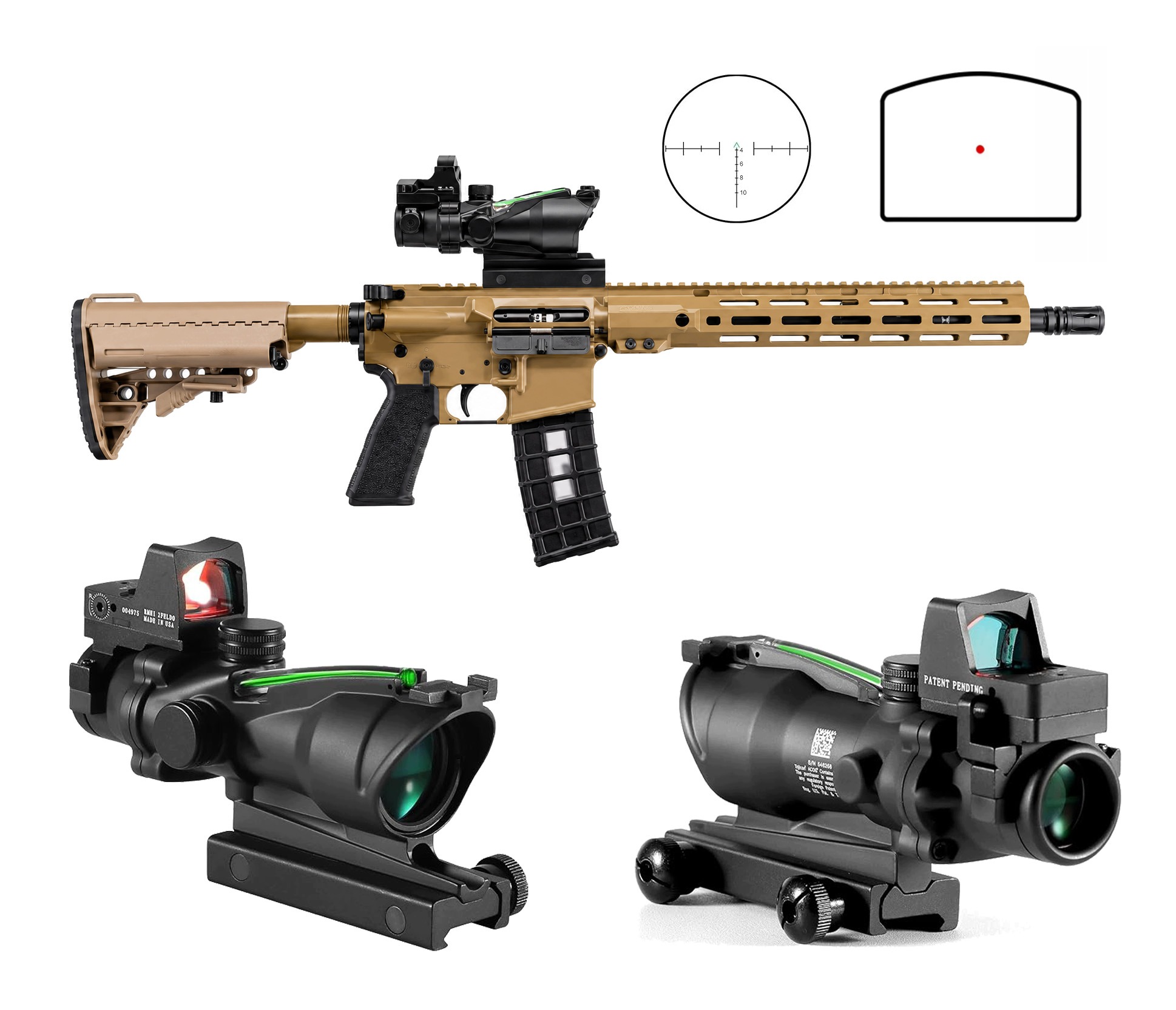 Kolimátor optický zaměřovač puškohled Tritový Chevron 4x32
