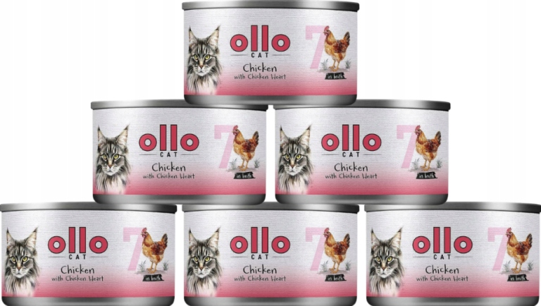 Ollo nr 7 Chicken & Chicken Heart Kurczak i Serca kurczaka dla kota 24x70g