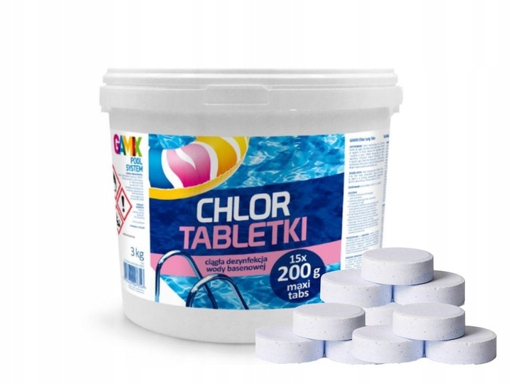 Chlor Tabletki 3kg 15 x 200g Chemia Basenowa Chlor do Basenu Dezynfekcja