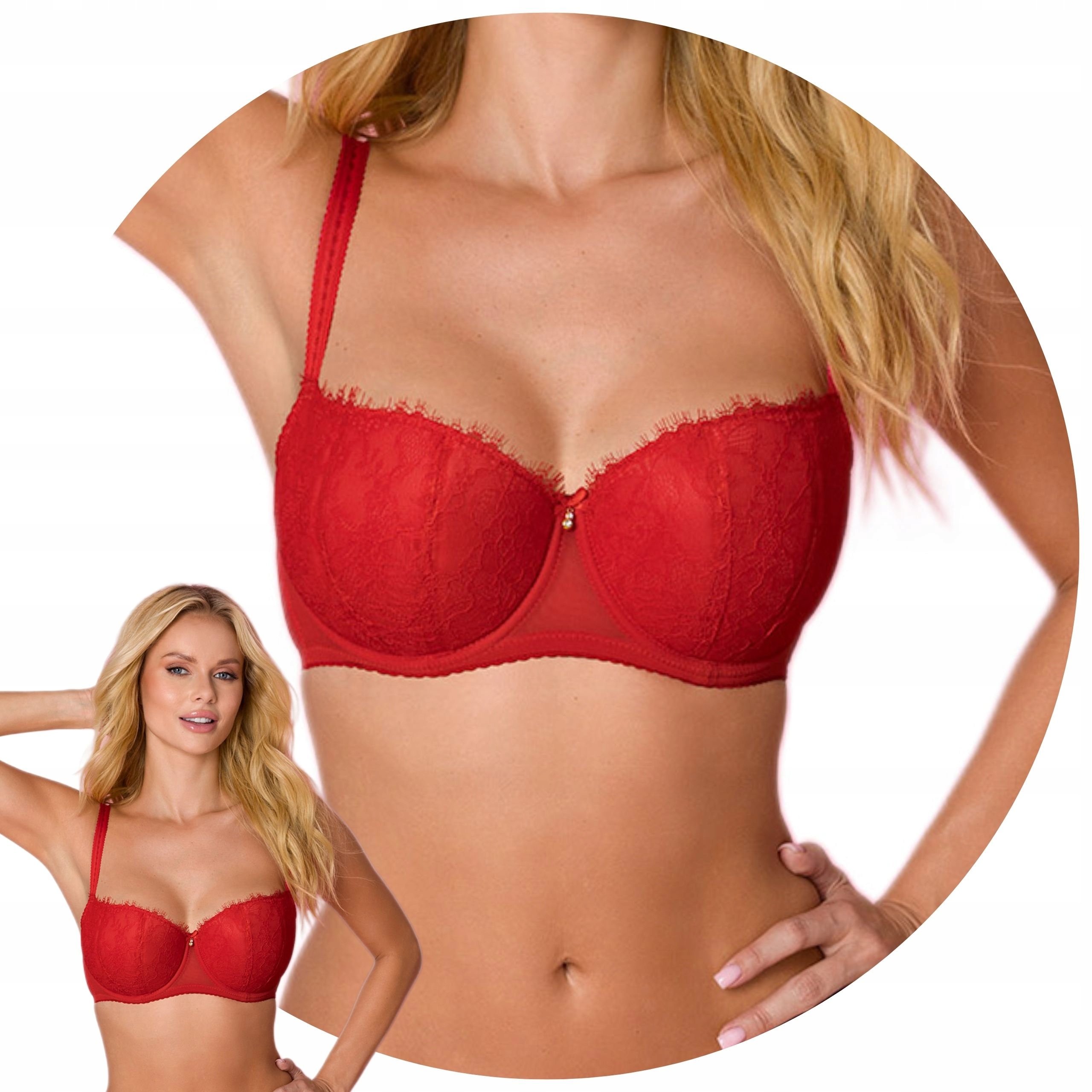 Vena VB-470 červená krajka Podprsenka 70G Balkonetka