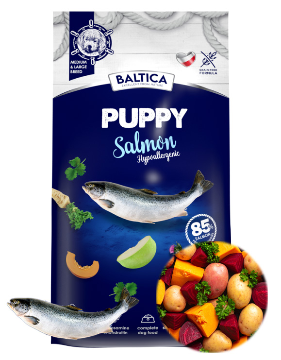 Baltica Puppy Salmon Hypoalergenic M/L sucha karma dla psa 3kg