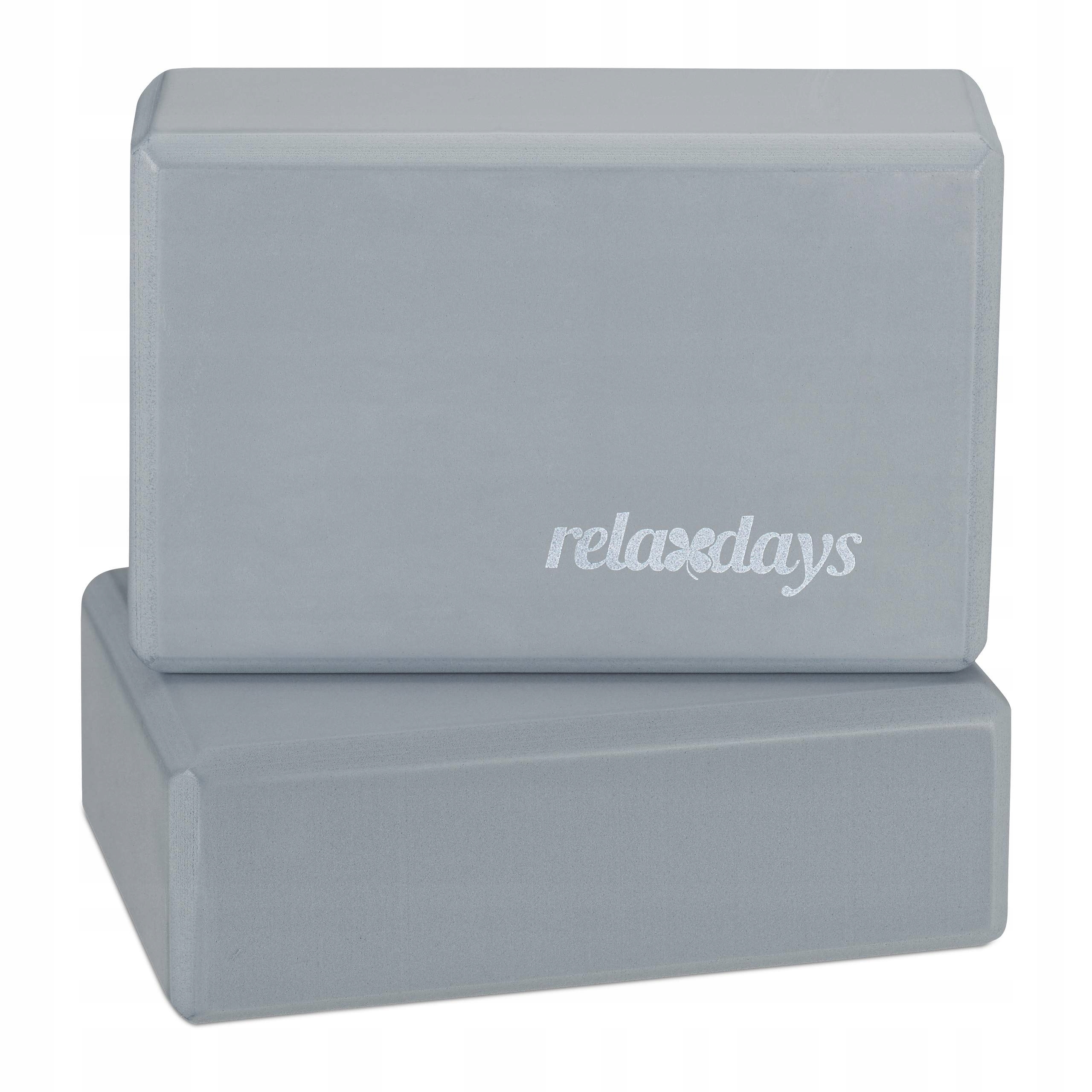 Relaxdays Unisex bloki kostki do jogi ćwiczeń pianka twarda 2 szt szara