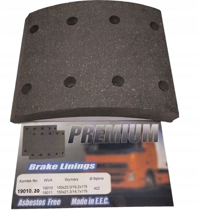 19010,00 - DAF 95XF 75-85CF 65 ГАЛЬМІВНІ НАКЛАДКИ WVA 19010