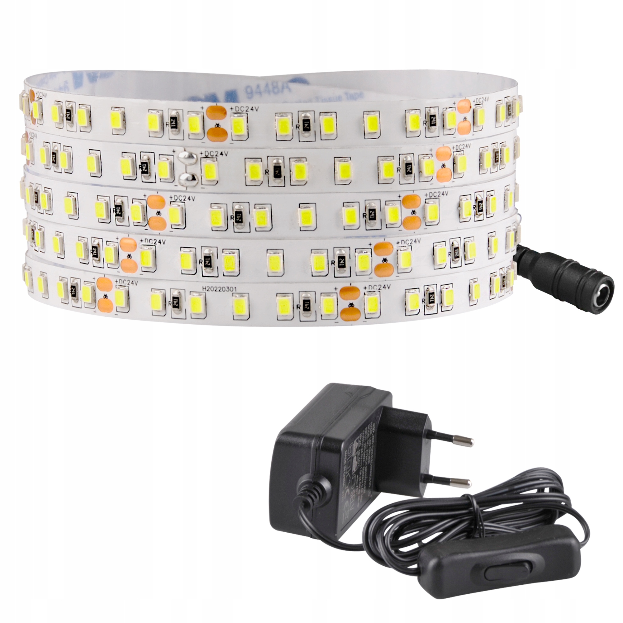 Polux Sada Led pásků 24V 5 m IP20 6500K napájecí zdroj vypínač