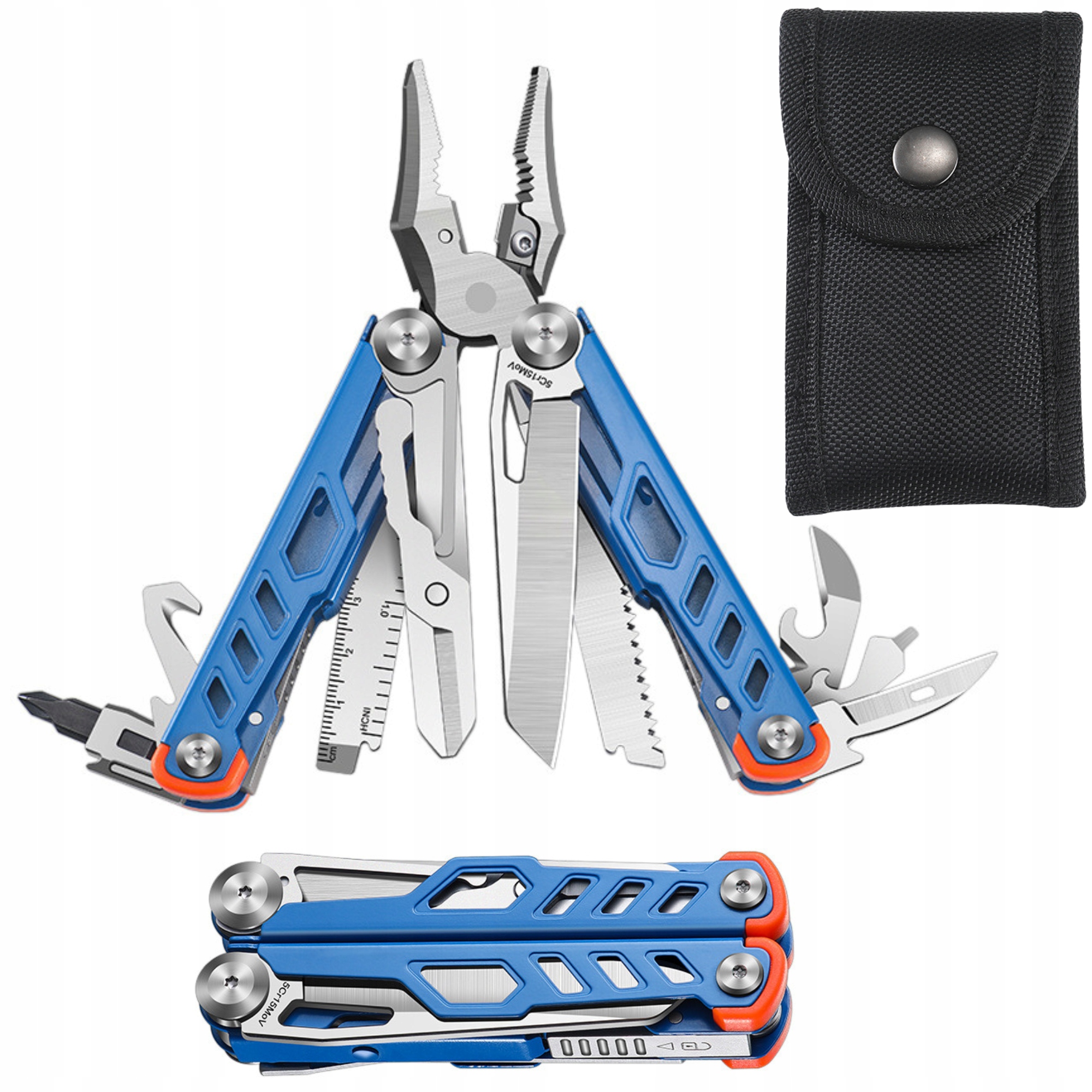 Multitool Narzędzie Wielofunkcyjne 14w1 Składane Stalowe Etui Niebieski