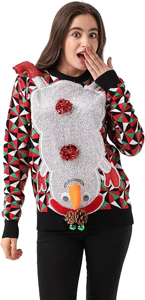 Vánoční svetr Unisex Zábavný sněhulák Bombičky Šišky Velikost XXL 2XL