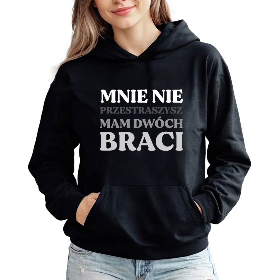 Mikina Černá S Kapucí jako Dárek pro sestru Mám Dva Bratry XXL