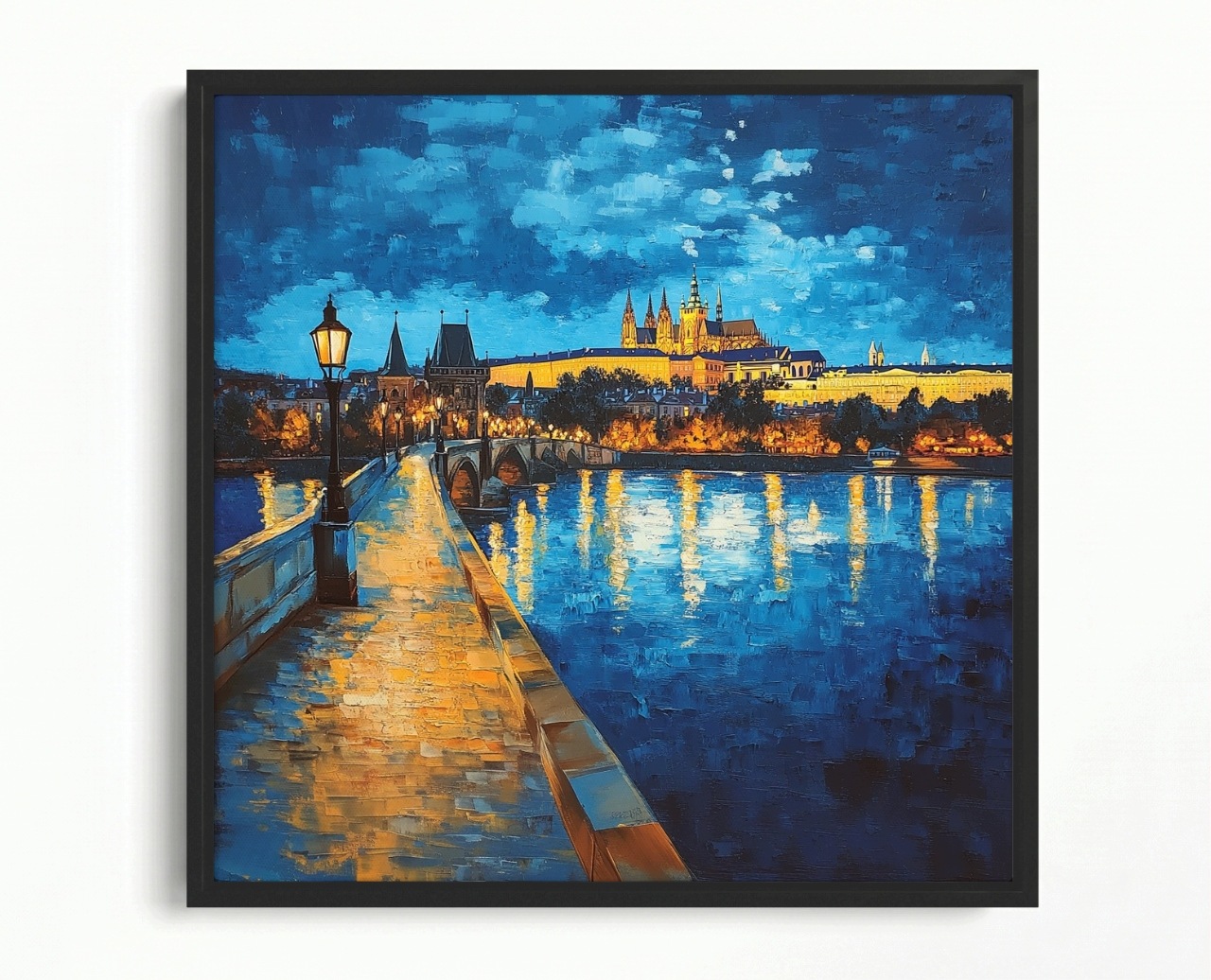 Obraz Rama American Box Město Praha Hradčanský Most Řeka Vltavská 50x50