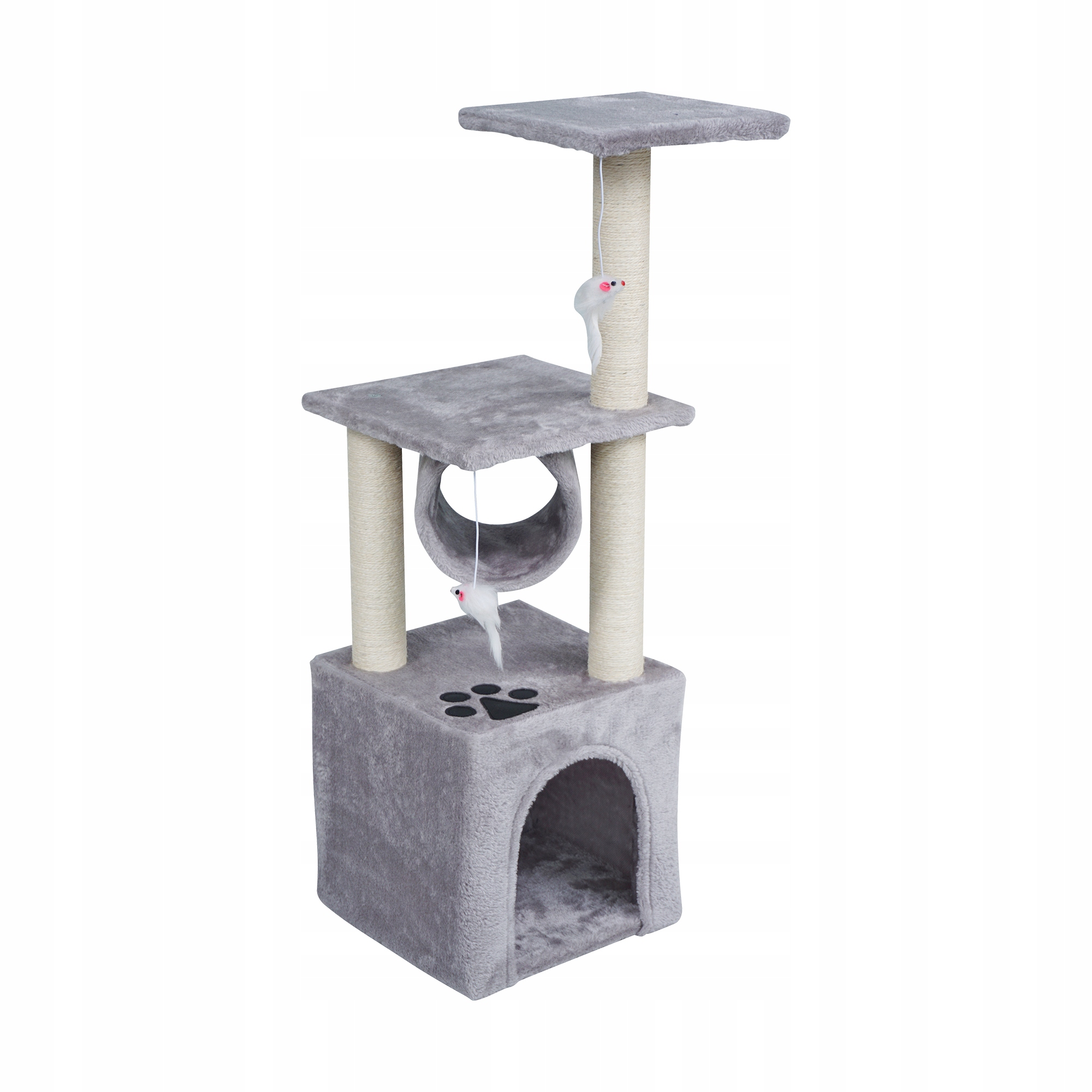 Drapak dla kota legowisko zabawka domek wieża budka wysoka szary Rebel
