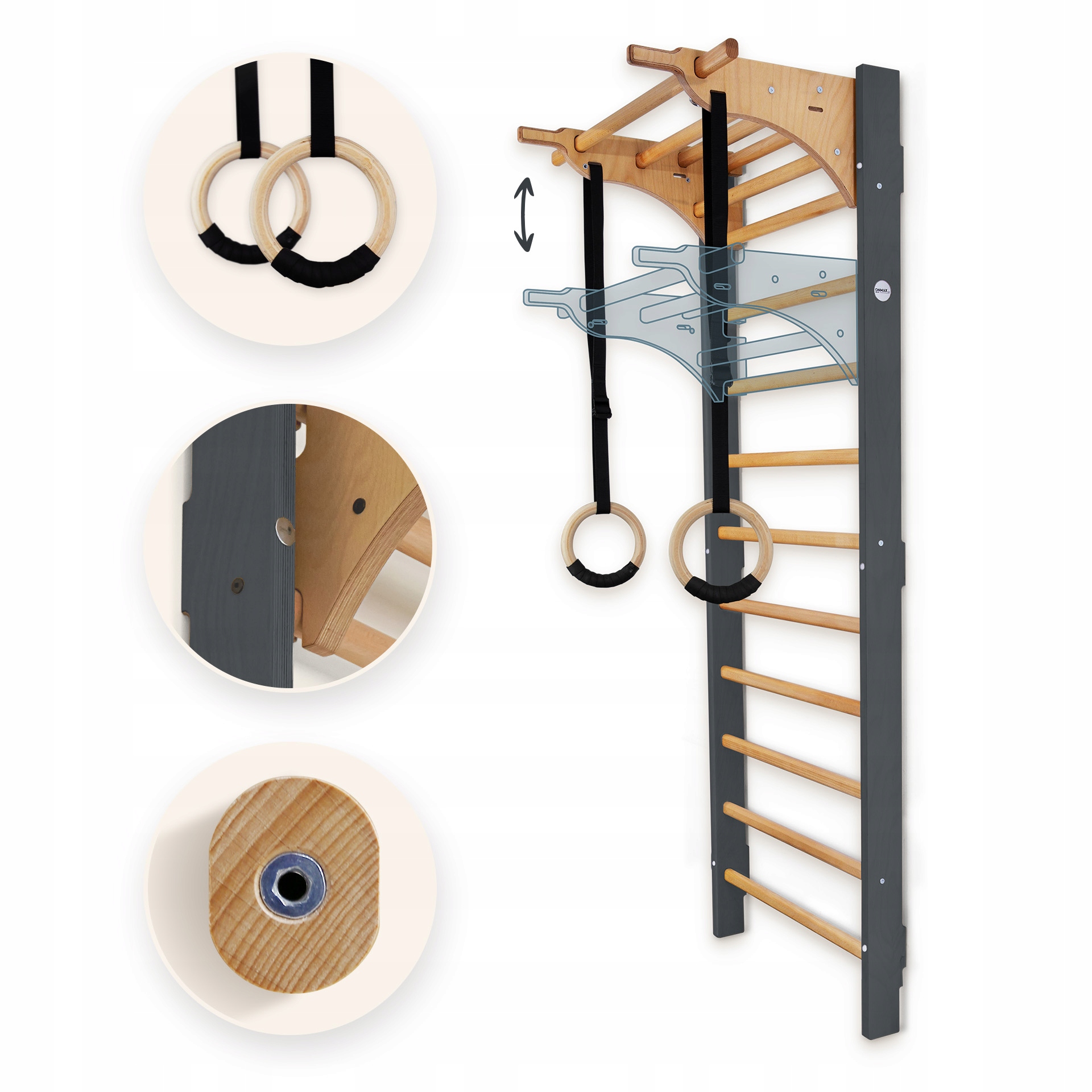 Drabinka gimnastyczna Premium treningowa do ćwiczeń dzieci dorośli grafit