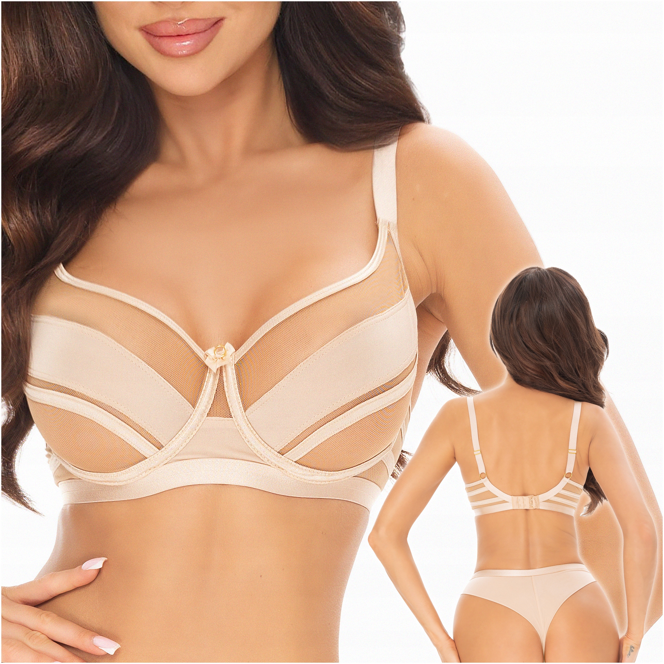 Podprsenka Měkká Béžová 80B Podprsenka Soft Ecru Tyl Bra Axami V-11081