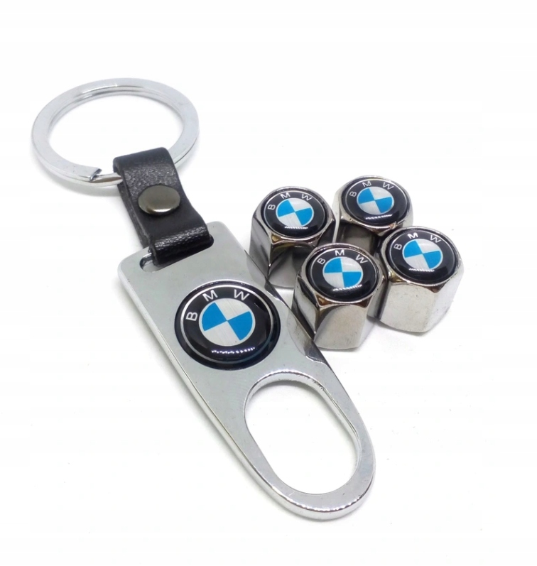 BMW nakrętki chrom zamiennik wentylki z brelokiem
