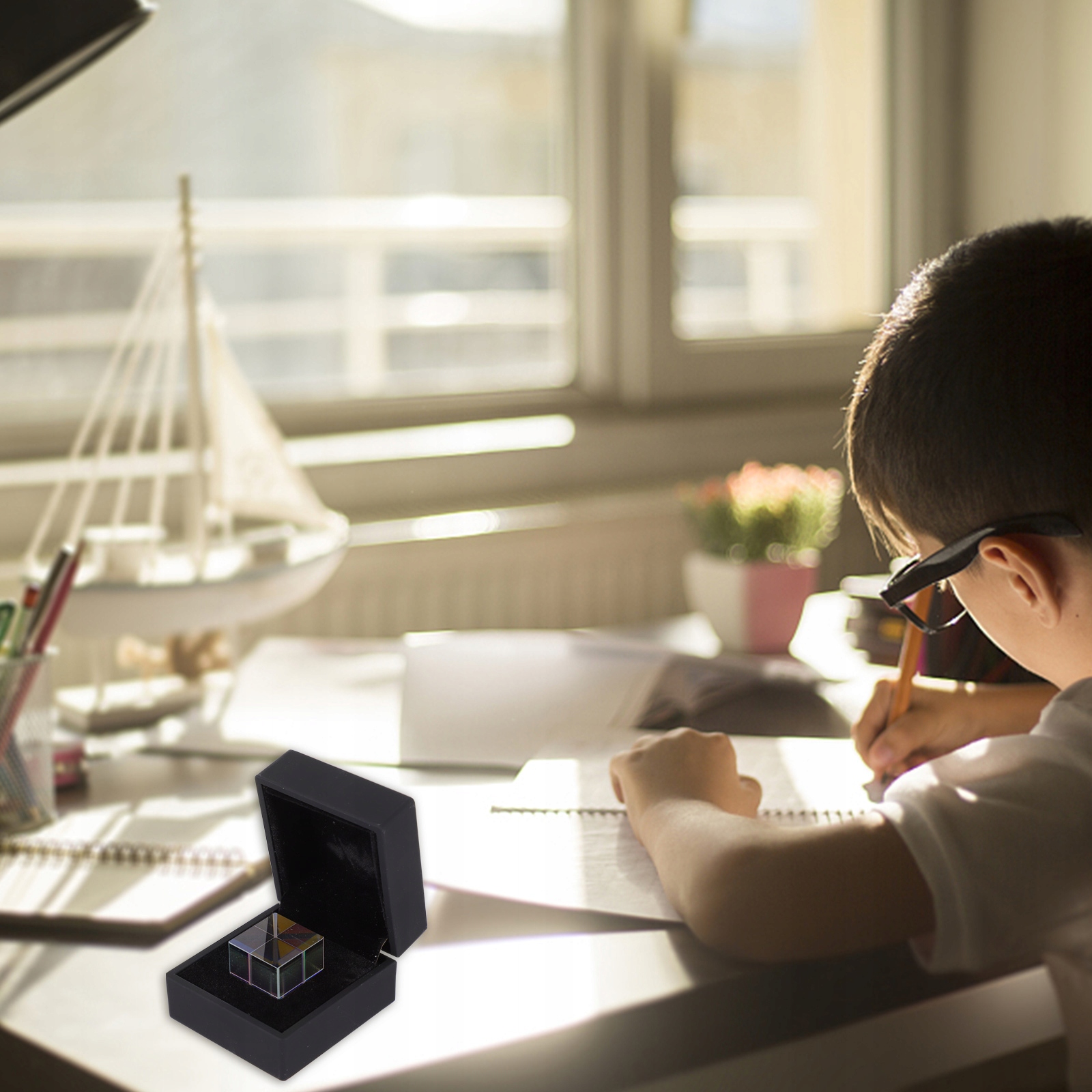 KWADRATOWA DEKORACJA Z KRYSZTAŁOWYM SZKLANYM PRYZMATEM Średnica Pozostałe