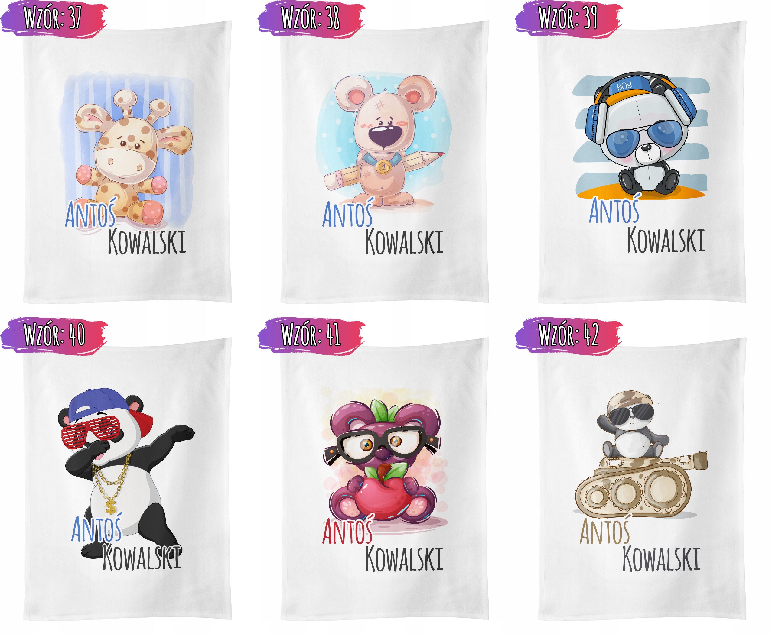 Ręcznik do przedszkola 30x50 z IMIENIEM Dziecięcy Kolor biały