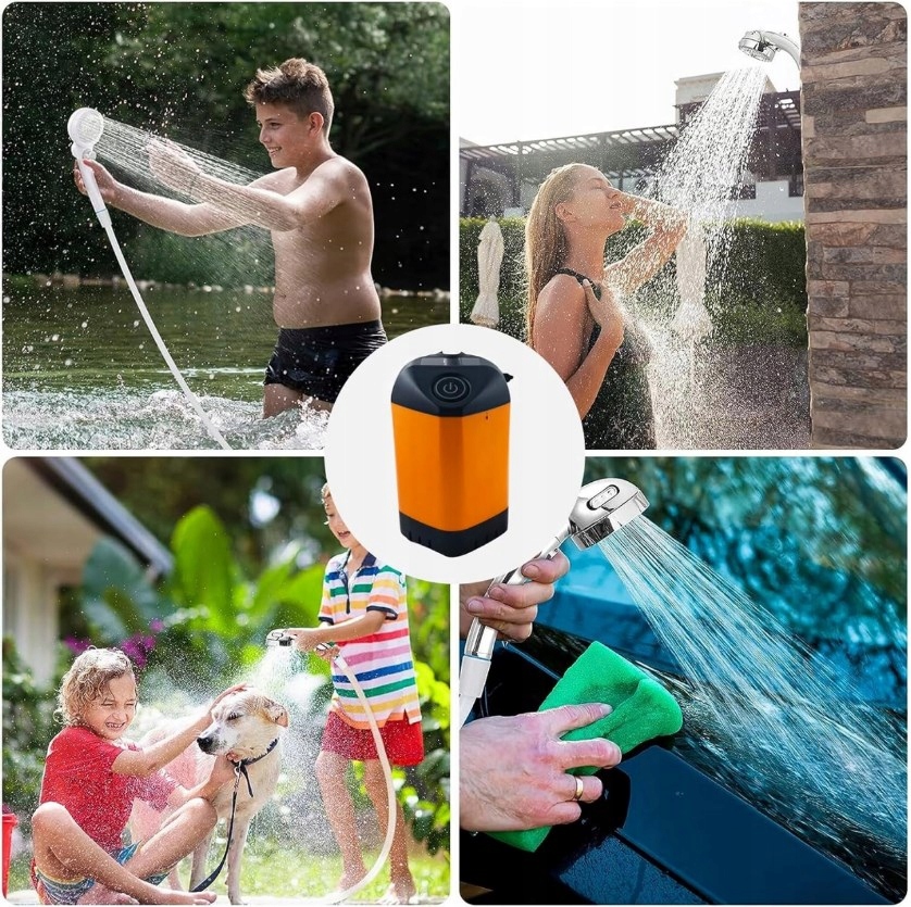 PRYSZNIC TURYSTYCZNY BEZPRZEWODOWY POMPKA LCD CICHY PRZENOŚNY KEMPINGOWY Marka bez marki