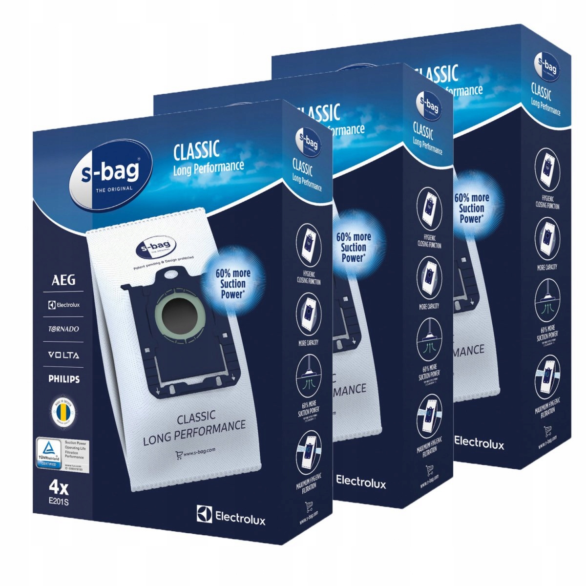 Oryginalne worki E201S odkurzacza Electrolux S-bag Classic Long Performance