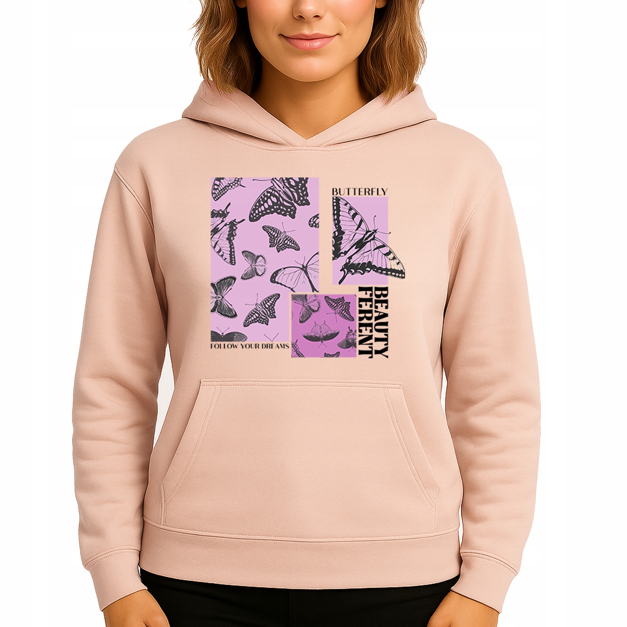 Mikina S Kapucí Broskvová Hoodie Beauty Ferent S