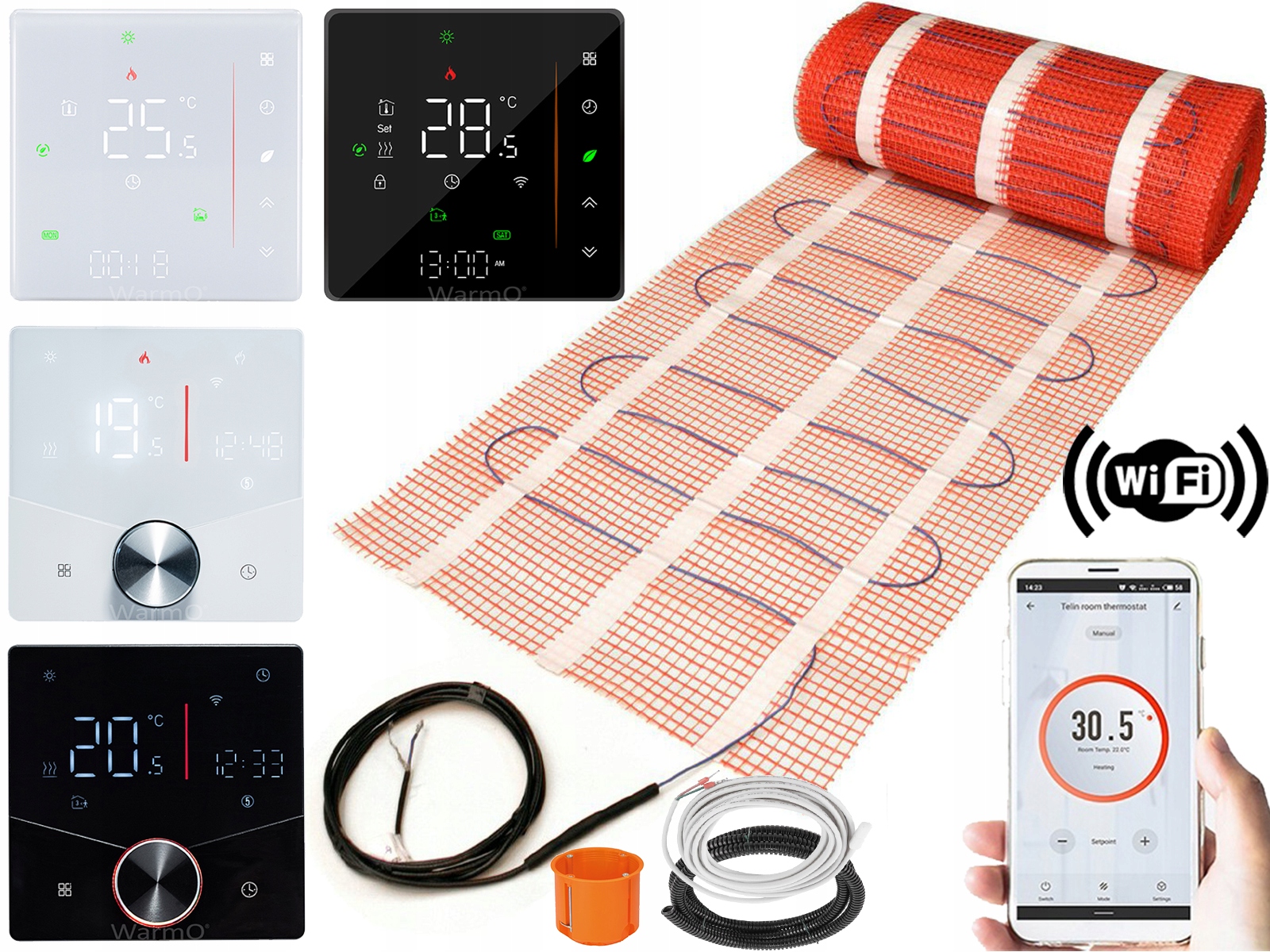 Sada podložiek pod dlaždice 0.5 m2 170 W/m2 Regulátor WarmO B60 B90 Wifi