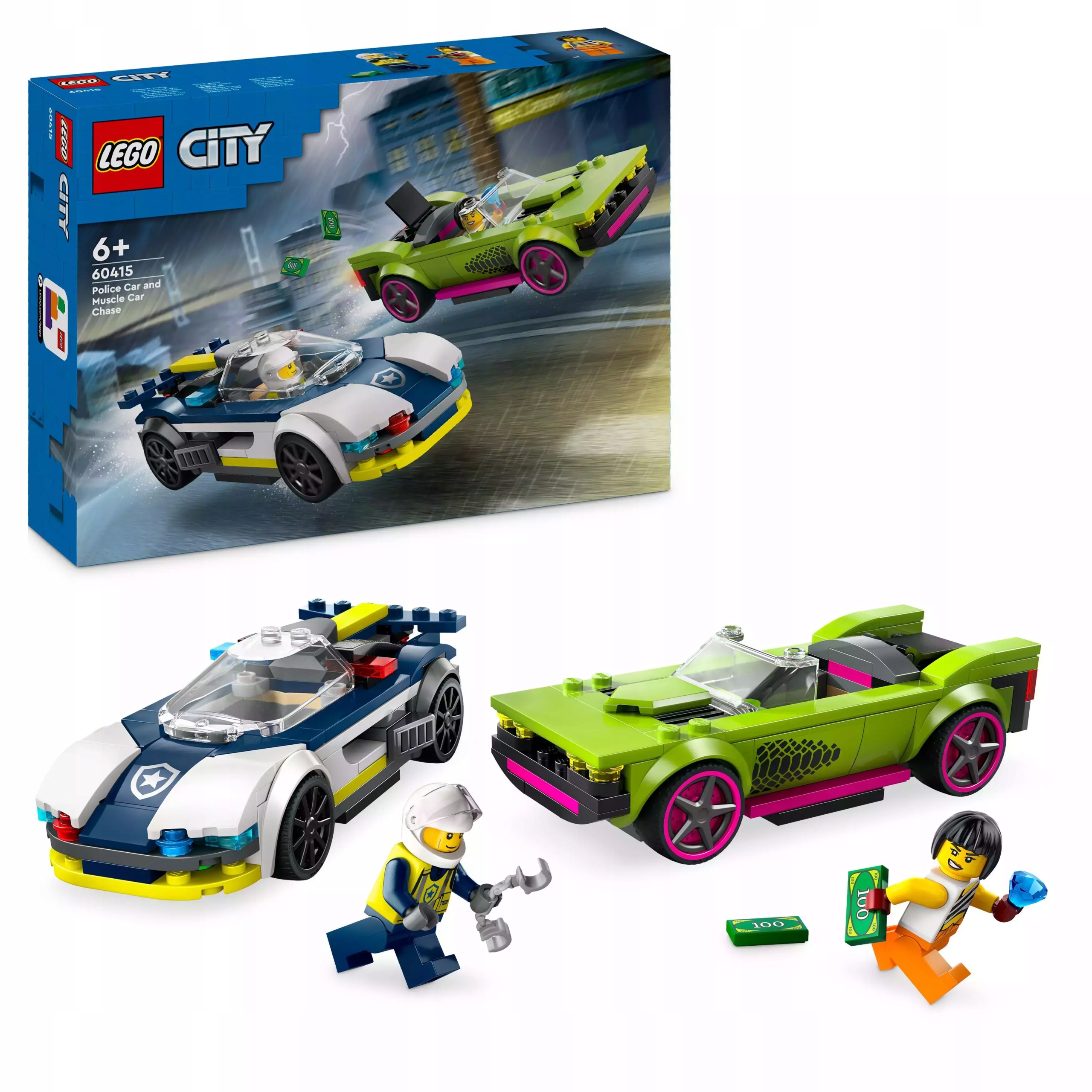 Lego City Pronásledování policejního auta za muscle carem 60415