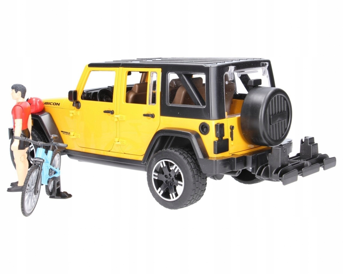 BRUDER Jeep Wrangler Rubicon z rowerem i figurką Długość 37 cm