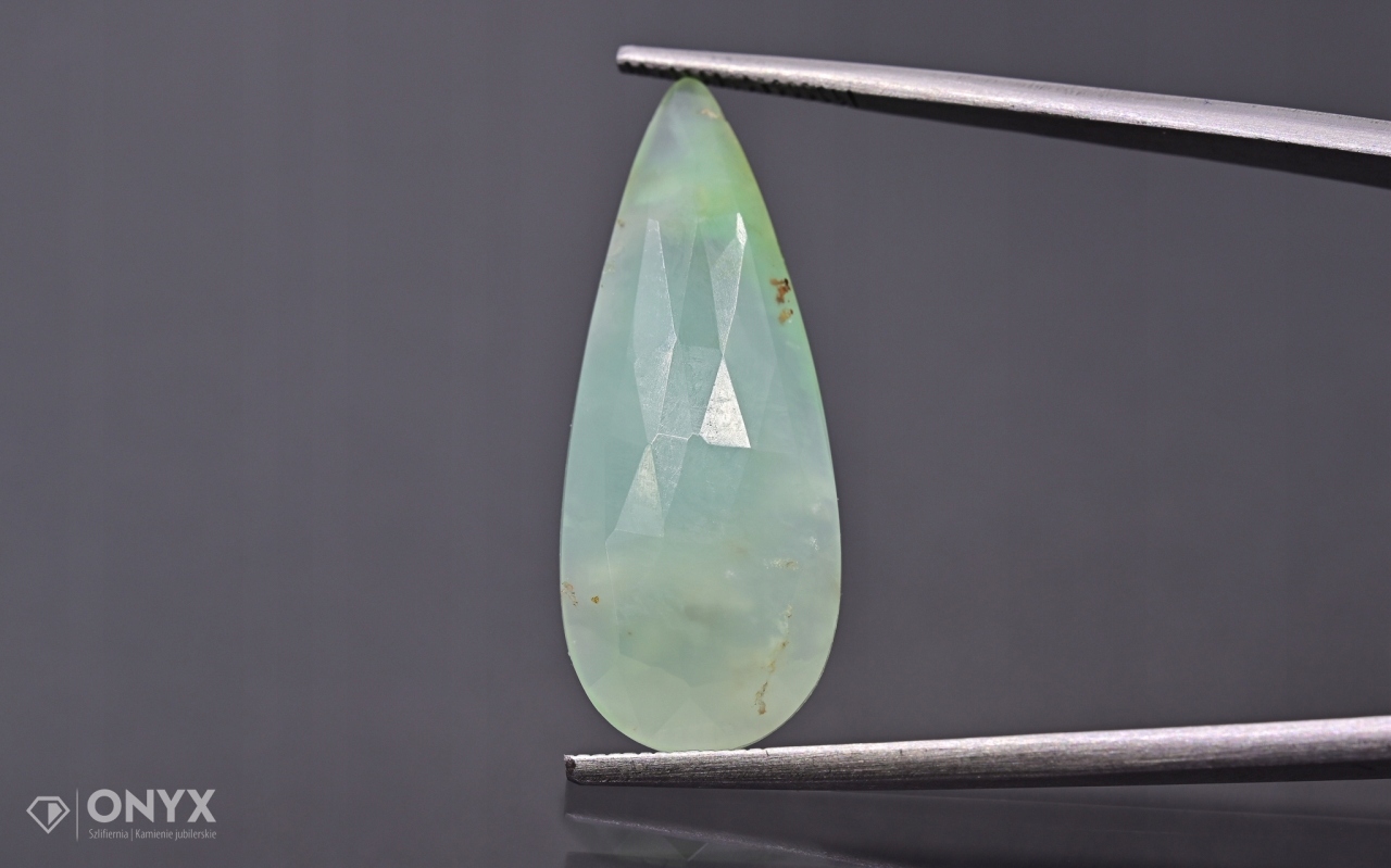 Chrysopraz fasetovaná rozeta slza 27x11 mm