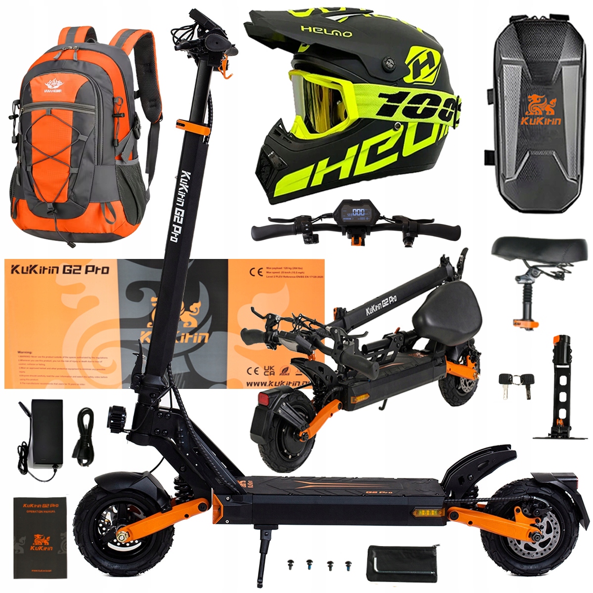 Składany Pojazd Elektryczny Kukirin G2 Pro 1000W 48V 15.6AH 45KM/H +Prezent