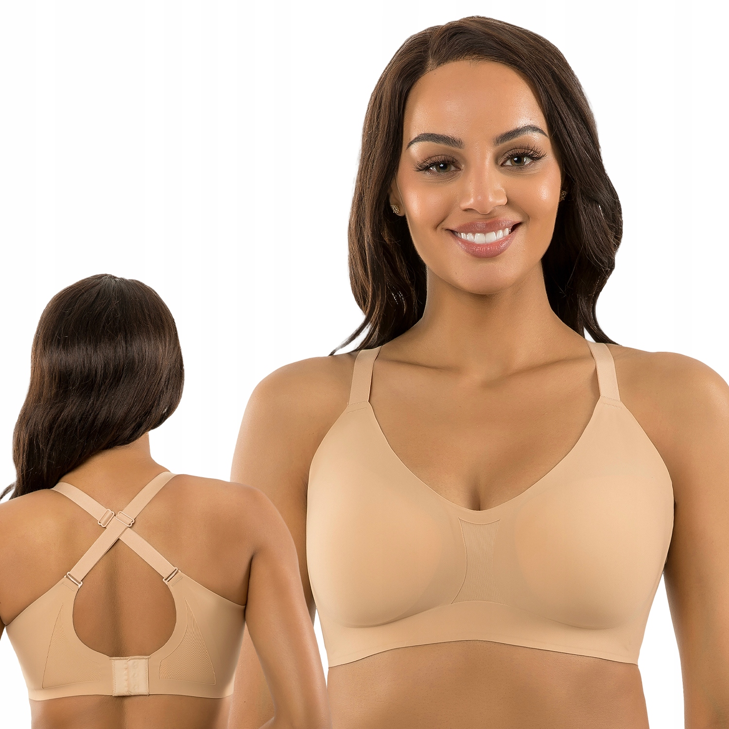 Parfait P2400 bare béžová hladká bezešvá podprsenka Braletka L