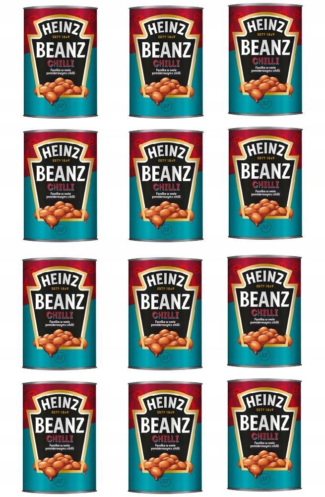12 x 390 g Heinz Beanz Fazole v rajčatové omáčce s chilli Svařovací