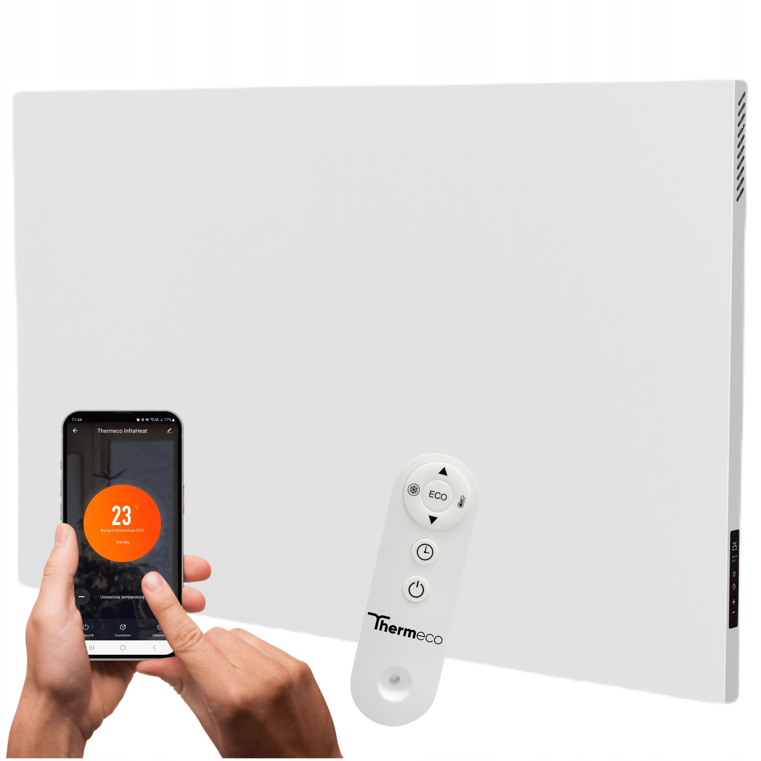 Grzejnik na podczerwień promiennik 900W energooszczędny WiFi pilot Thermeco