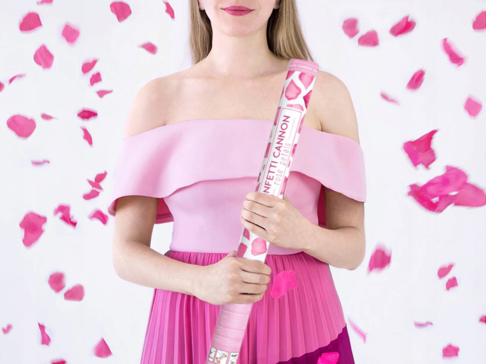 TUBY STRZELAJĄCE KONFETTI RÓŻOWE PŁATKI RÓŻ NA ŚLUB WESELE ZARĘCZYNY 80cm Marka inny