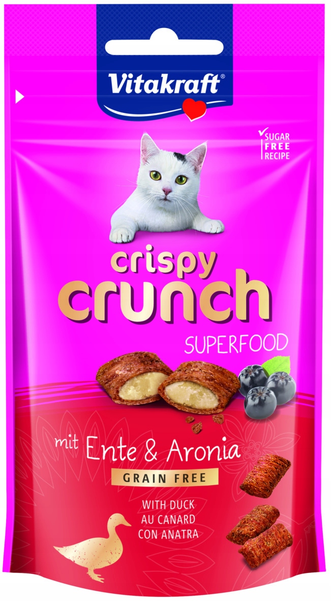 Levně 4x Vitakraft Cat Crispy Crunch kachna a aronie 60 g