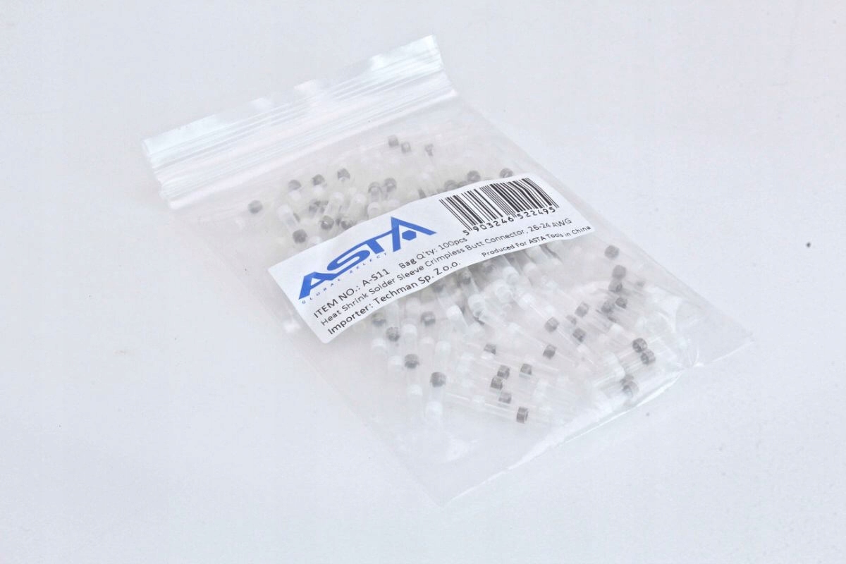 ZŁĄCZE KOSZULKI TERMOKURCZLIWE Z CYNĄ 100 ZACISKI