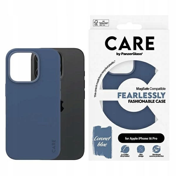 Pouzdro Care by PanzerGlass Fashion Case s MagSafe pro iPhone 16 Pro, modré