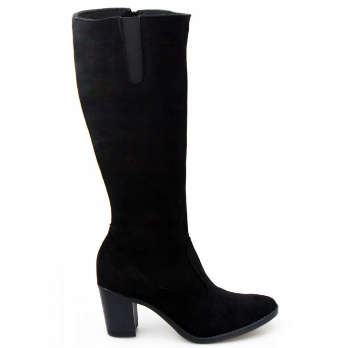 Černé Kozačky S Nízkými Ozdobnými Podpatky, Zateplené, Velikost 38