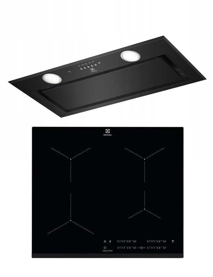 Sada vestavných domácích spotřebičů Electrolux Indukční varná deska Odsavač par černý