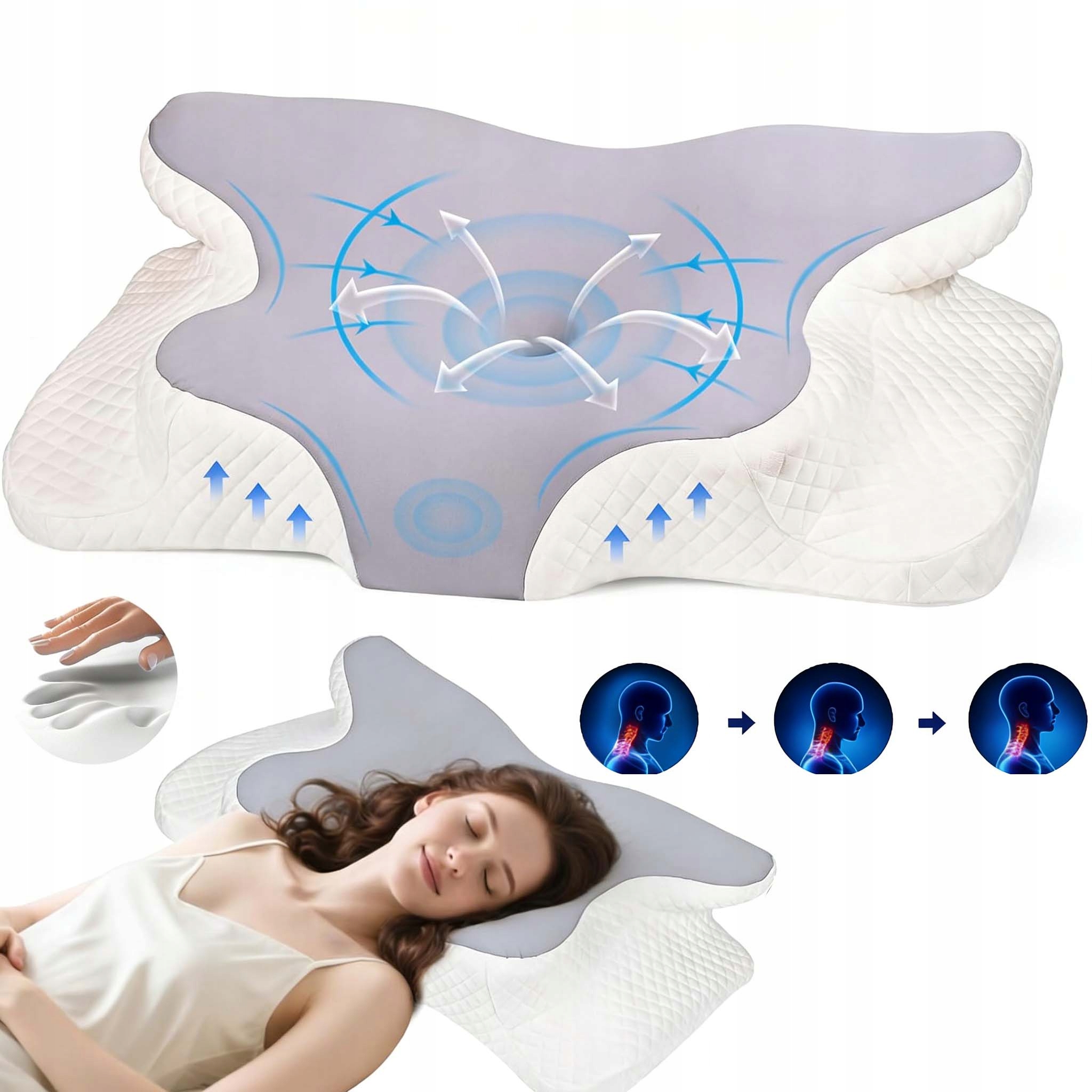 Poduszka Ortopedyczna Pianka Memory Przeciw Bólowi Pleców I Chrapaniu 62CM