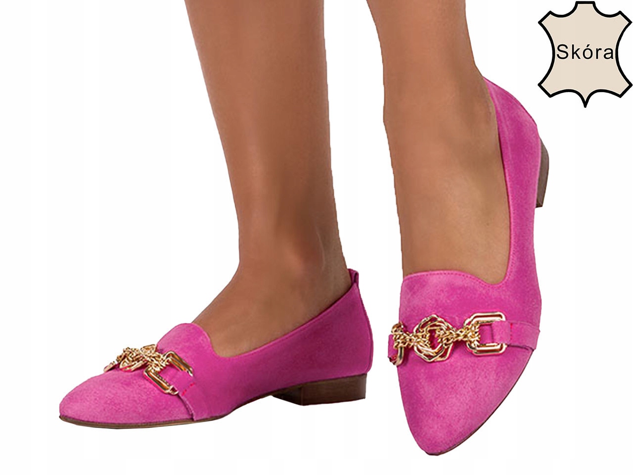 PÓŁBUTY LORDSY DAMSKIE SKÓRZANE ZE ZŁOTĄ OZDOBĄ 37