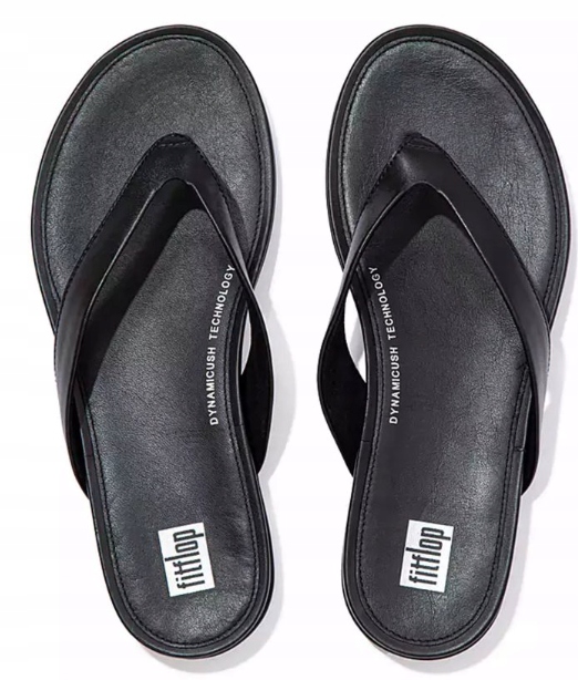 Fitflop Dámské Černé Kožené Žabky Na Léto, Pohodlné, Velikost 40 Jkf