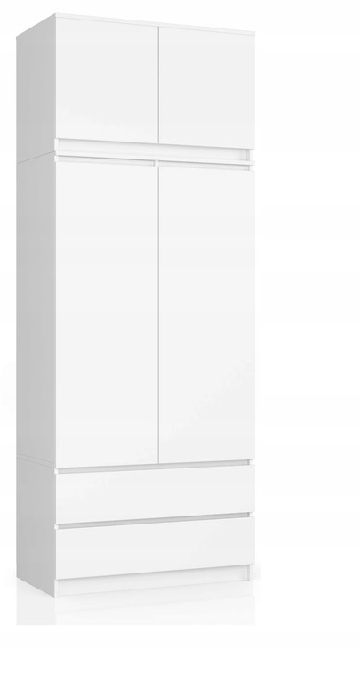 

Szafa Garderoba 90cm Monia 2d 2sz Biała +nadstawka